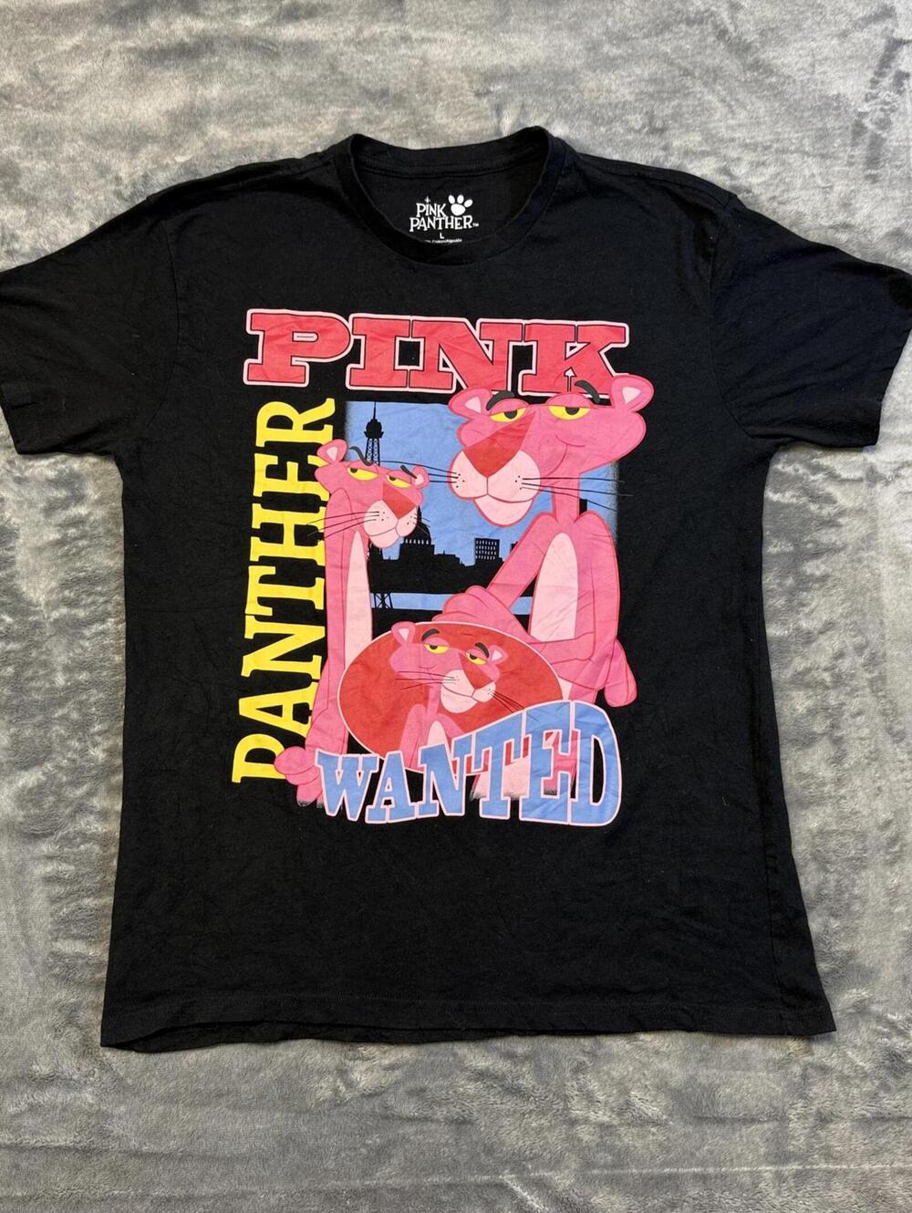 Pink Panther Wanted Graphic Black T-Shirt